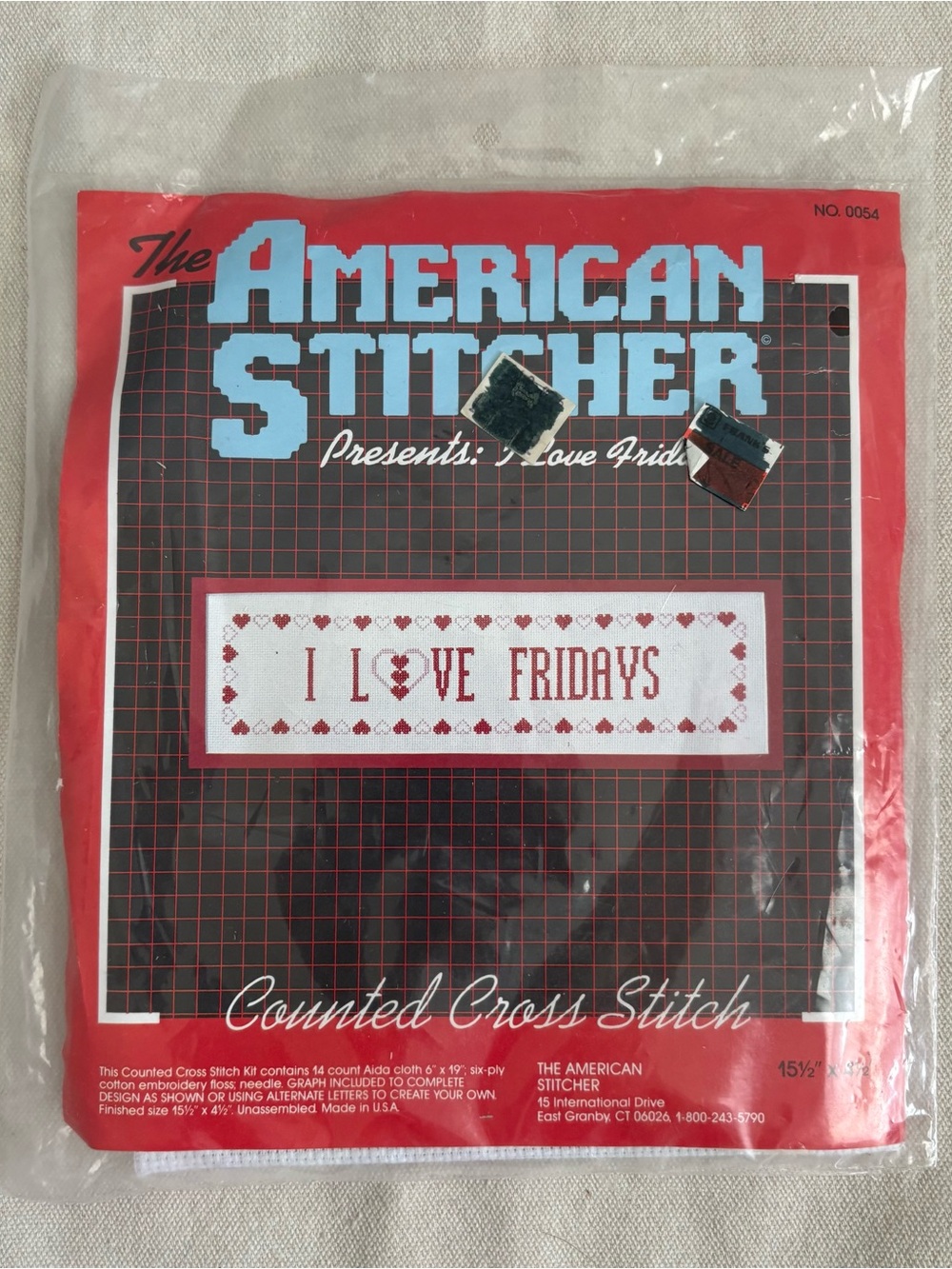VTG The American Stitcher I Love Fridays Cross Stitch Kit w/Frame 15.5x4.5”